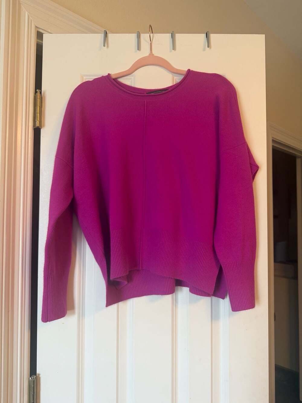 French Connection Magenta Crew Neck Long Sleeve Sweater
